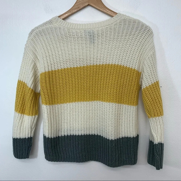 Moon Madison Womans Sweater Small Crop Color Block Waffle Knit 3/4 Sleeve Soft - Picture 4 of 10